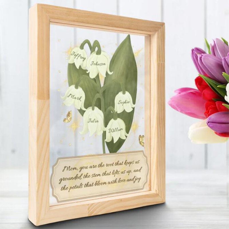 Plaque de nom florale acrylique maman personnalisée