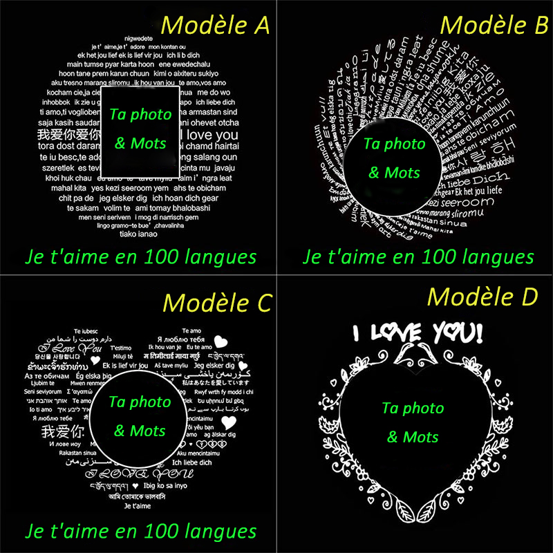 Collier De Projection De Rose Souvenirs D Amour En 100 Langues Pendentif Je T Aime